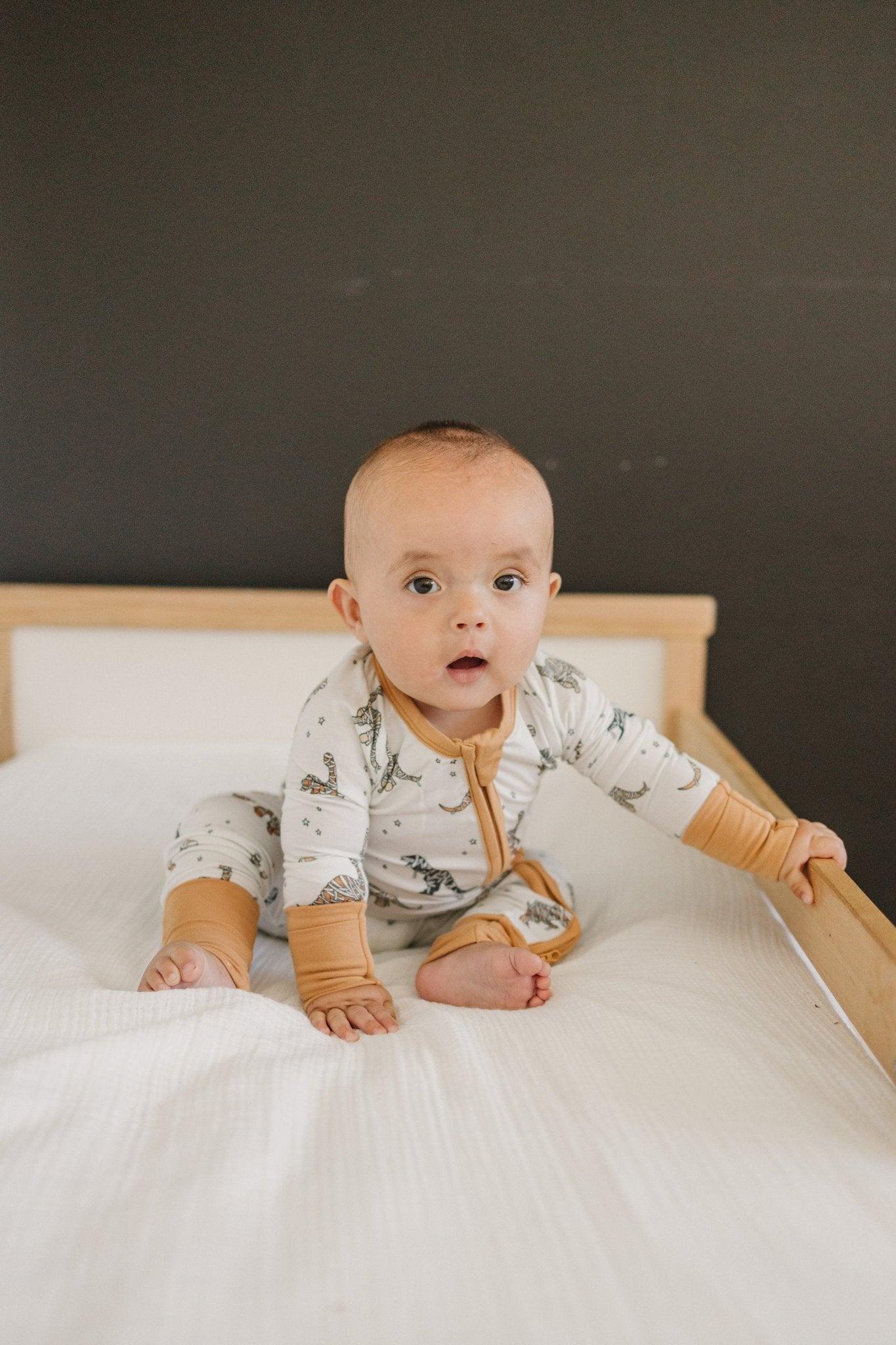 Mummy-Saurus Rex Bamboo Zippy Romper *Newborn & 0-3 months only by Little Joy Co., product view 4