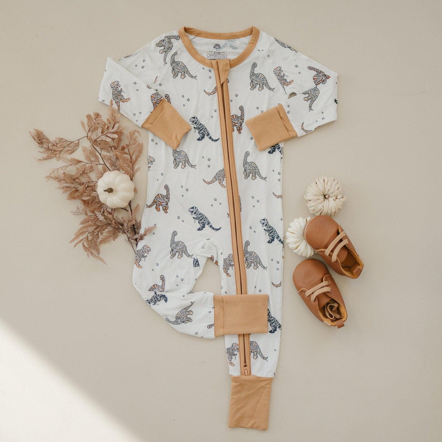 Mummy-Saurus Rex Bamboo Zippy Romper *Newborn & 0-3 months only by Little Joy Co., product view 9