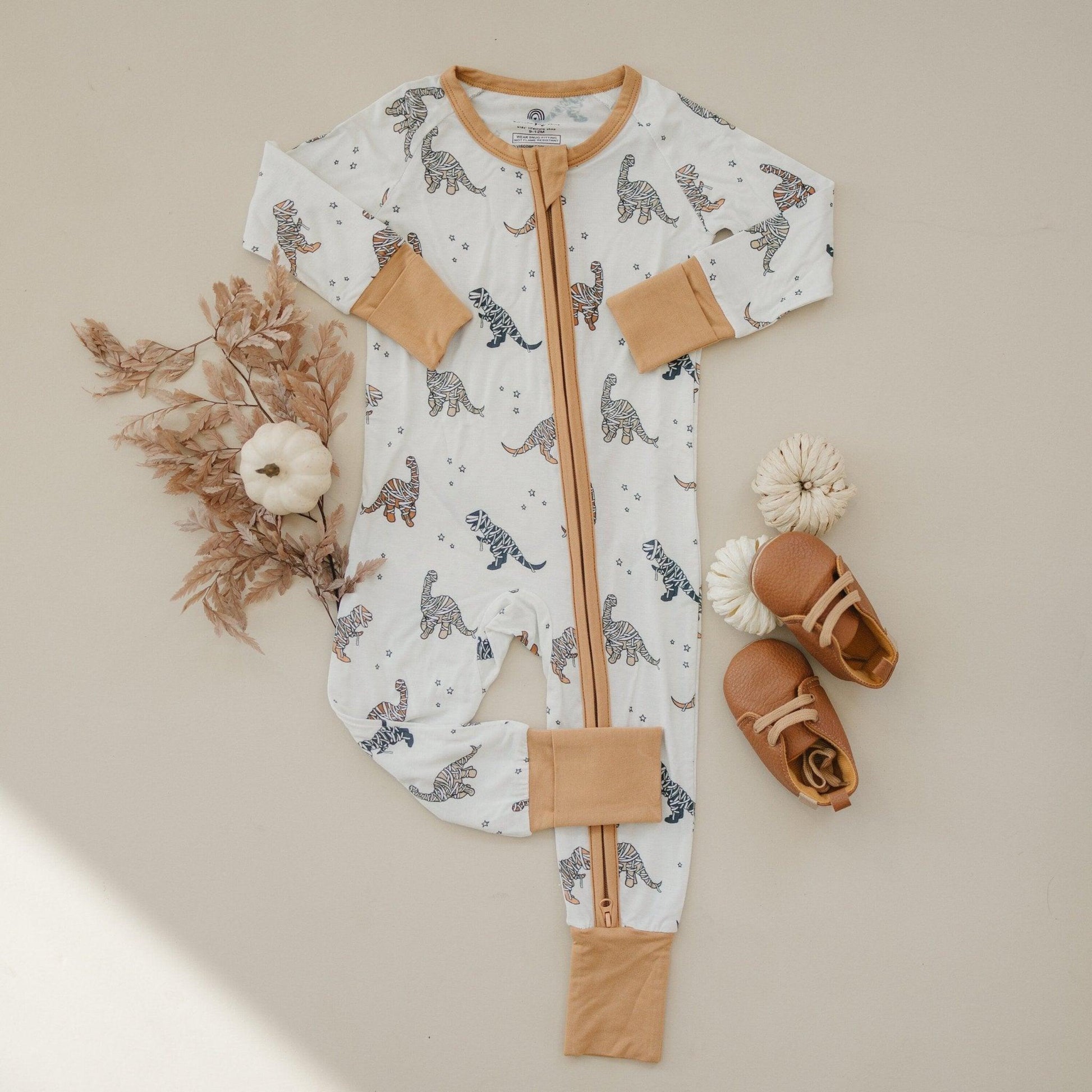 Mummy-Saurus Rex Bamboo Zippy Romper *Newborn & 0-3 months only by Little Joy Co., product view 9