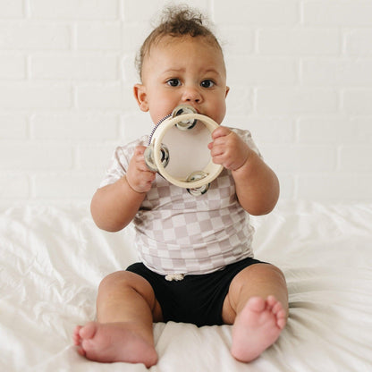 Neutral Checkered Bamboo Tee *Sizes 3/6m & sz 6 left by Little Joy Co., product view 9
