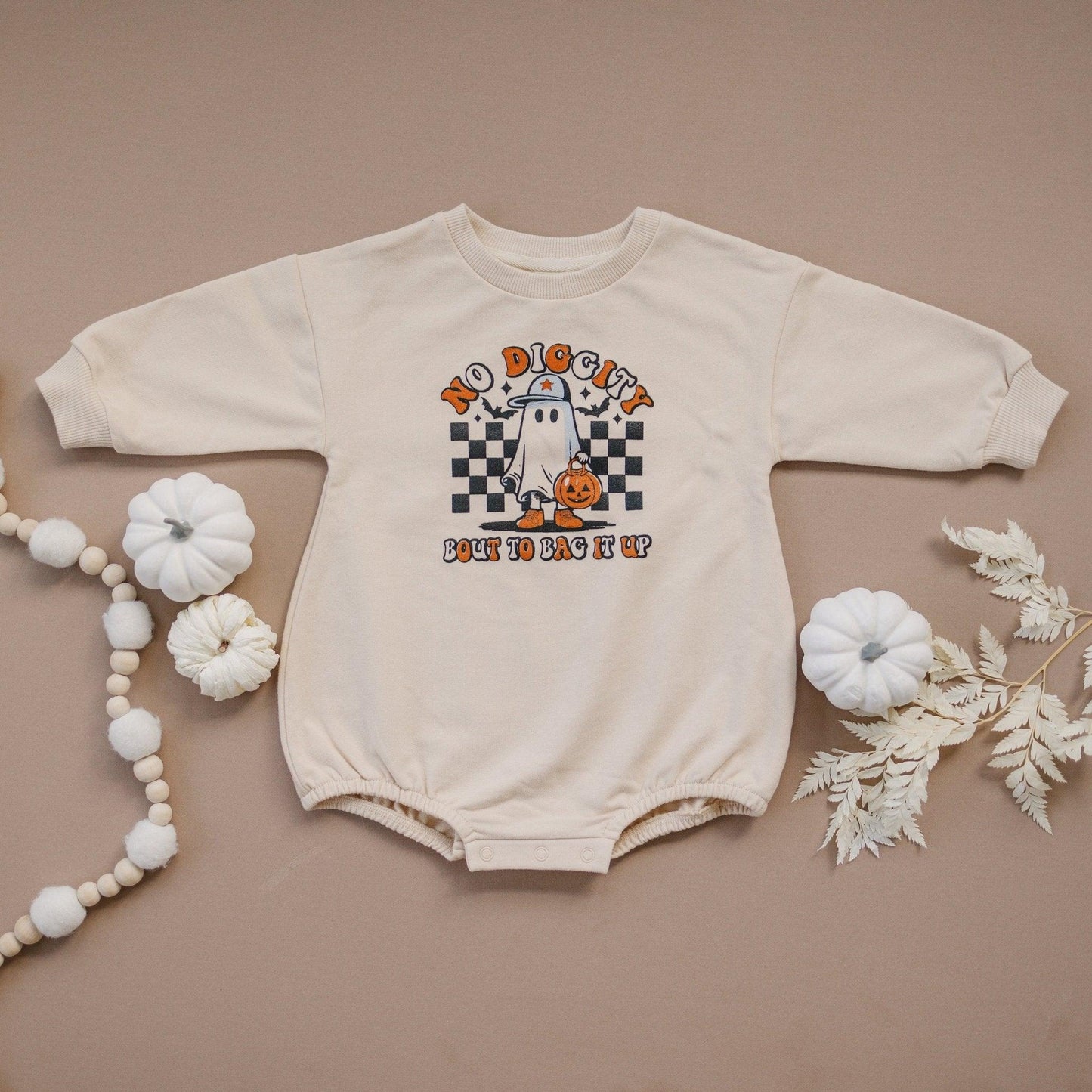 No Diggity Bout to Bag It Up Organic Cotton Sweatshirt Romper by Little Joy Co., product view 2