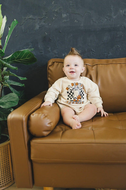 No Diggity Bout to Bag It Up Organic Cotton Sweatshirt Romper by Little Joy Co., product view 6