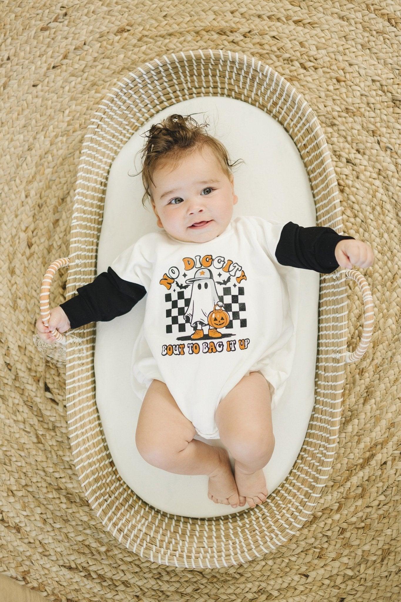 No Diggity Bout to Bag It Up Sweatshirt Romper by Little Joy Co.