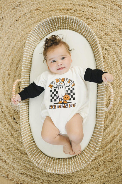 No Diggity Bout to Bag It Up Sweatshirt Romper by Little Joy Co.