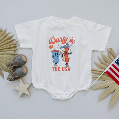 Party in the USA Graphic Tee or T-Shirt Romper by Little Joy Co.