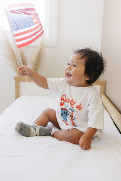 Party in the USA Graphic Tee or T-Shirt Romper by Little Joy Co., product view 6