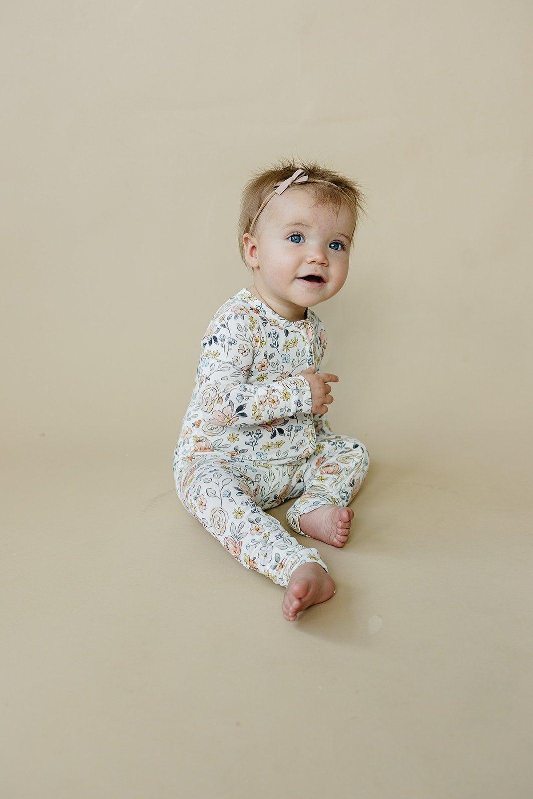 Pastel Petals Modal Zippy Romper by Little Joy Co., product view 11