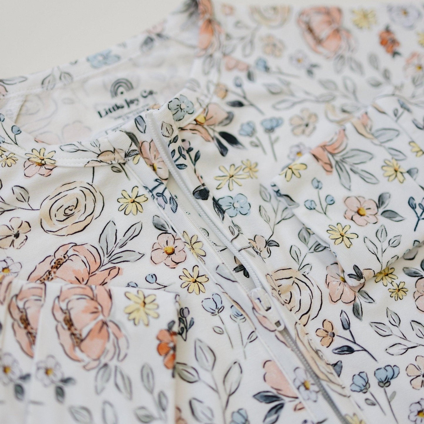Pastel Petals Modal Zippy Romper by Little Joy Co., product view 3