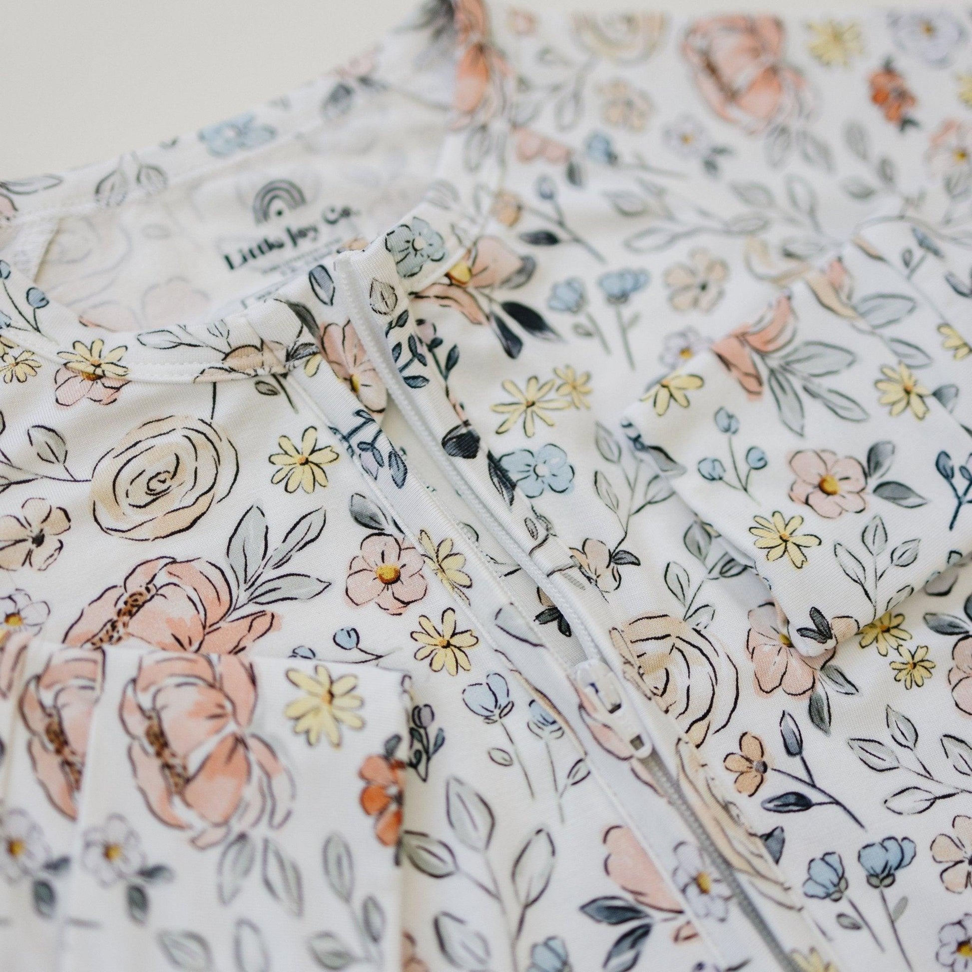 Pastel Petals Modal Zippy Romper by Little Joy Co., product view 3