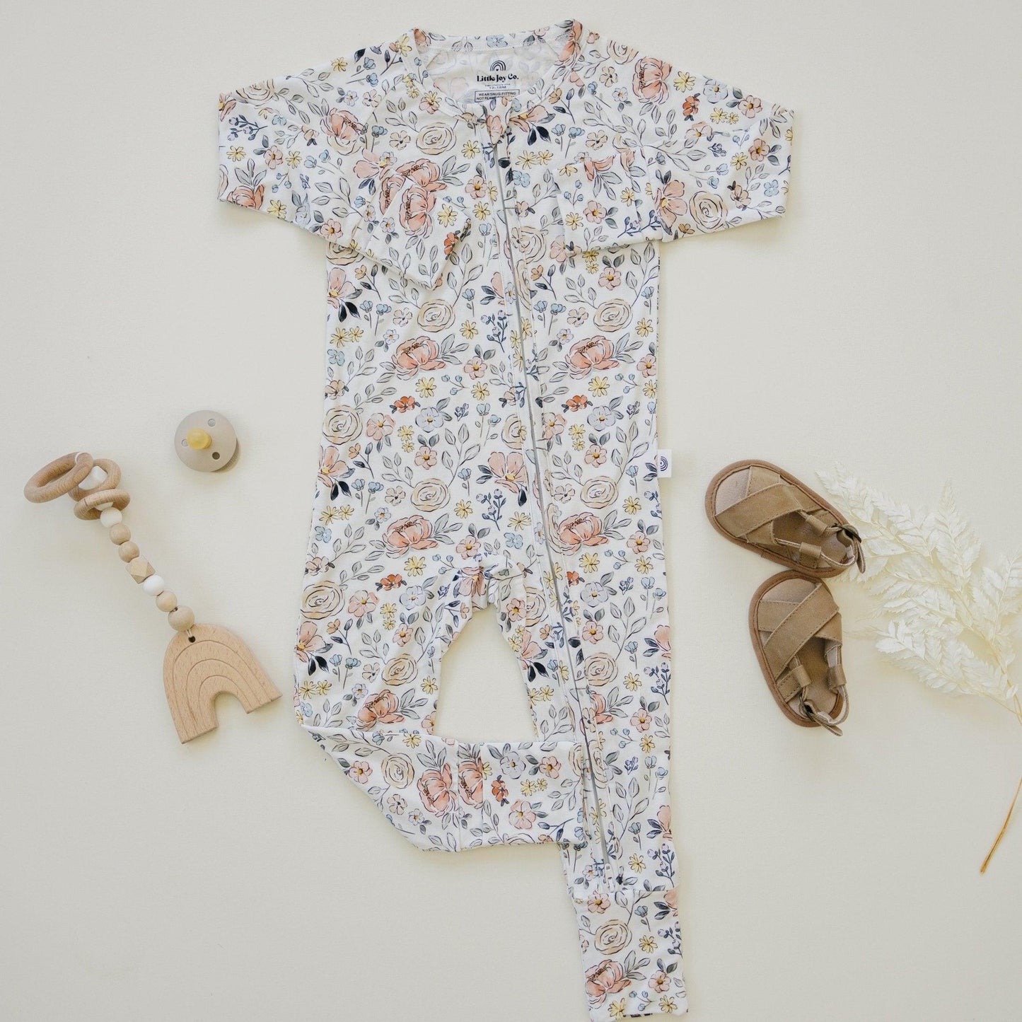 Pastel Petals Modal Zippy Romper by Little Joy Co., product view 7