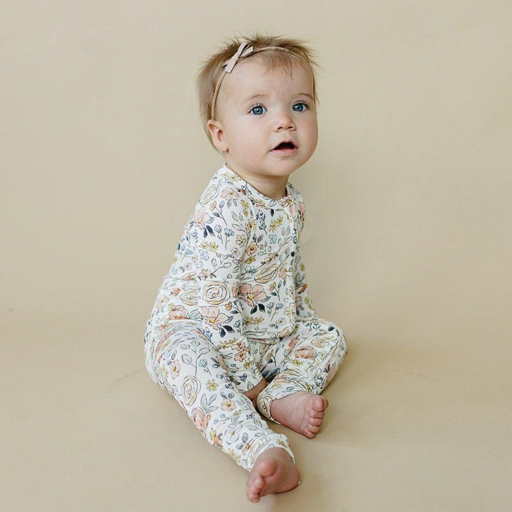 Pastel Petals Modal Zippy Romper by Little Joy Co., product view 2