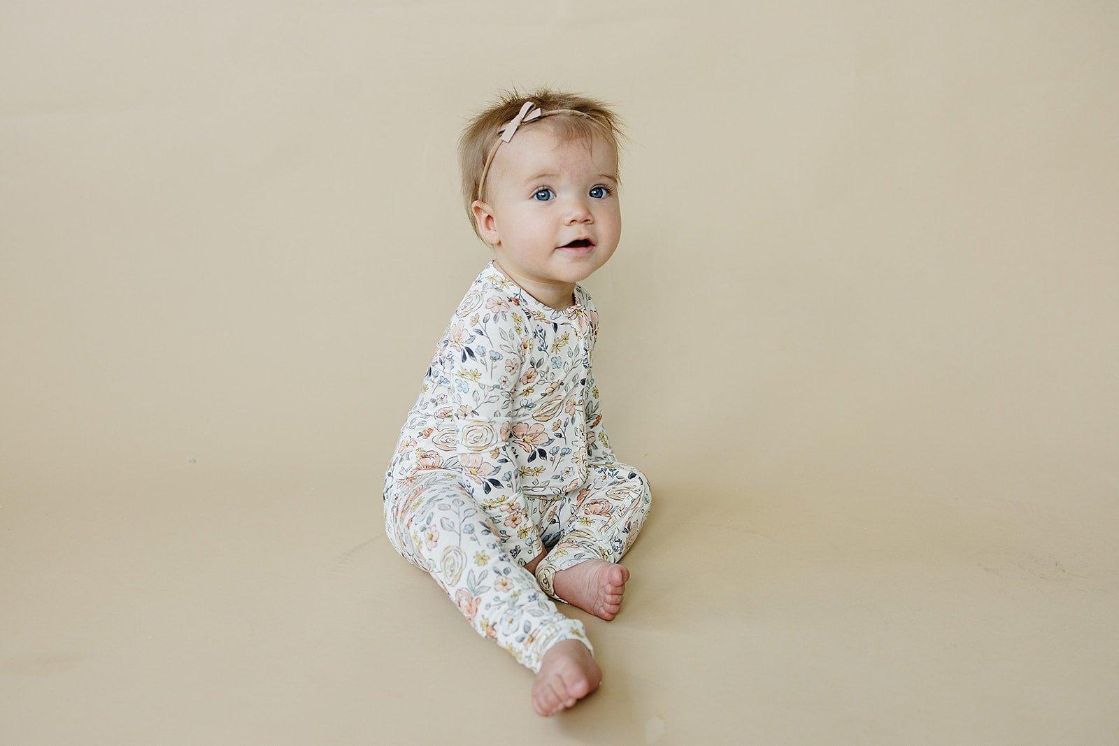 Pastel Petals Modal Zippy Romper by Little Joy Co., product view 9