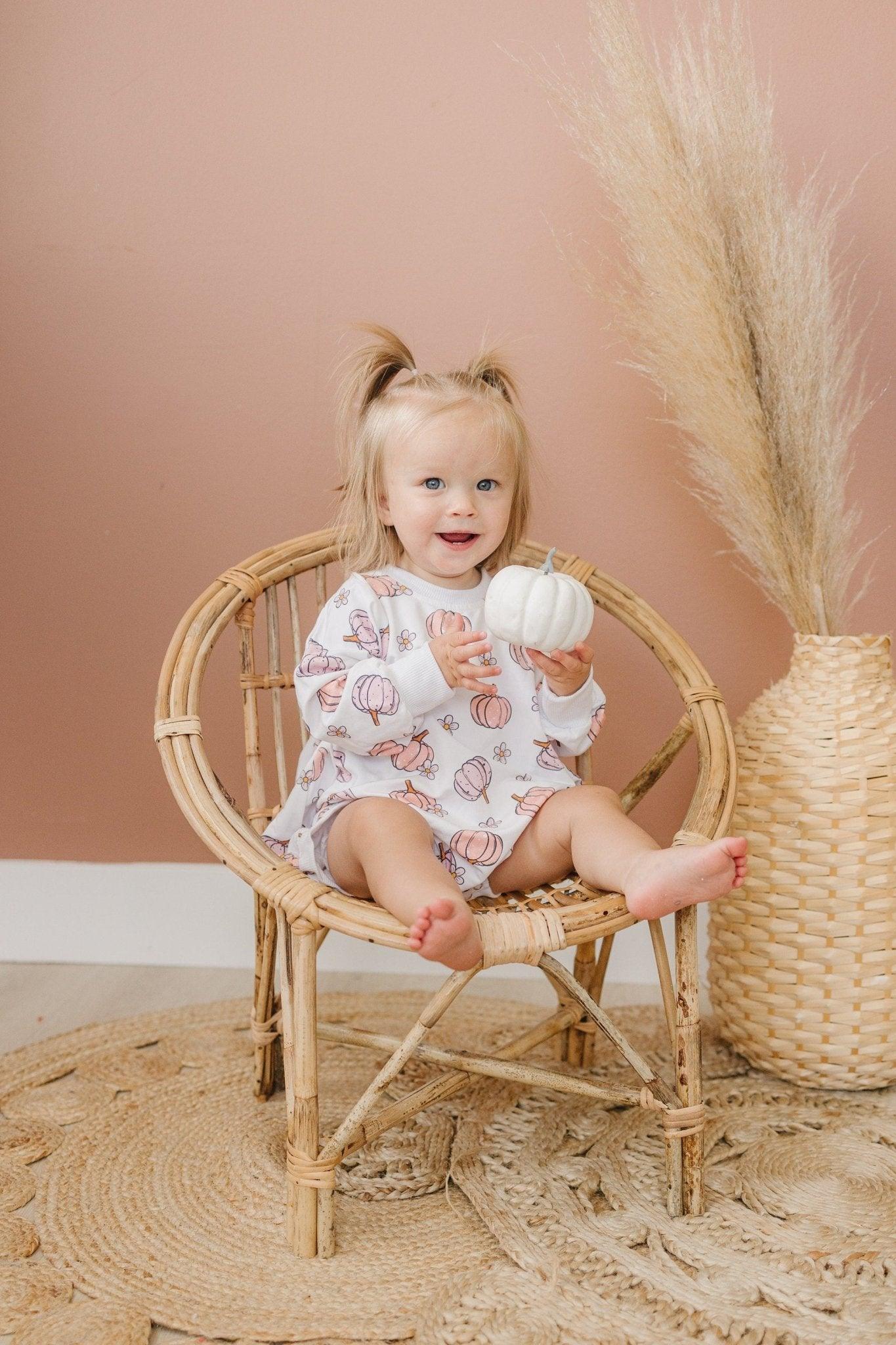 Pastel Pumpkins Bamboo Bubble Romper by Little Joy Co.
