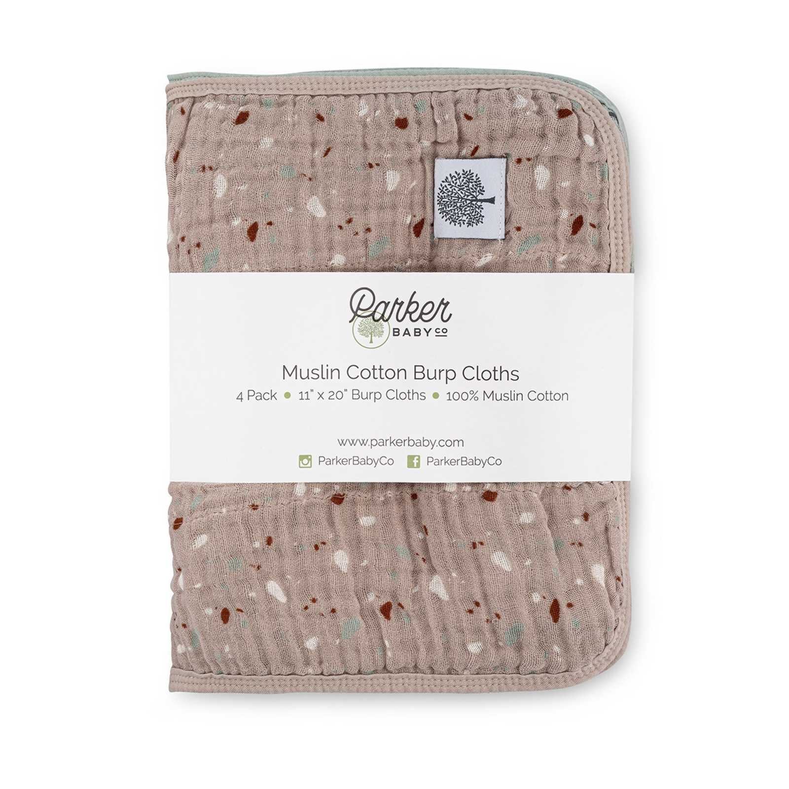 Pebble Set - Muslin Burp Cloths (4 Pack) by Parker Baby Co., product view 15