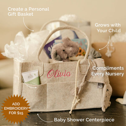 Parker Baby Co. Felt Diaper Caddy with Removable Divider