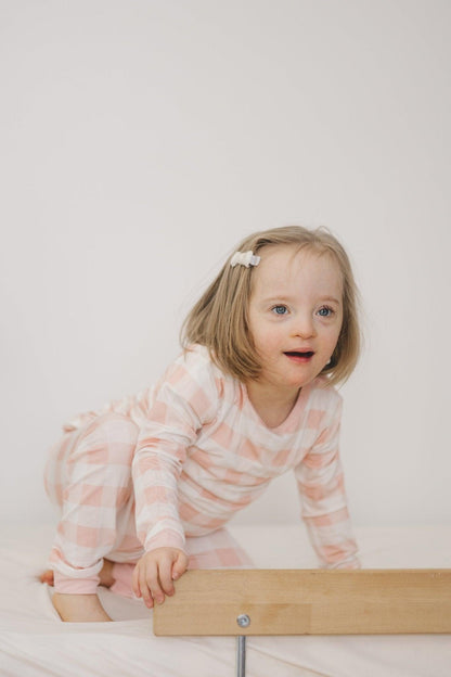 Pink Gingham 2pc Bamboo Pajamas by Little Joy Co., product view 4