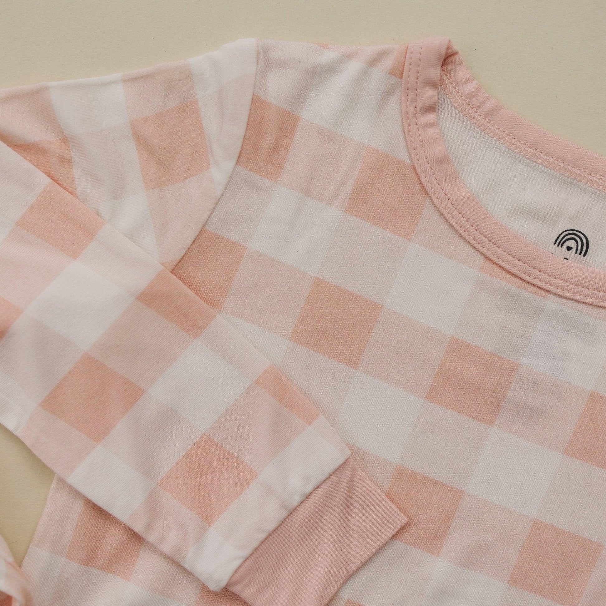 Pink Gingham 2pc Bamboo Pajamas by Little Joy Co., product view 3