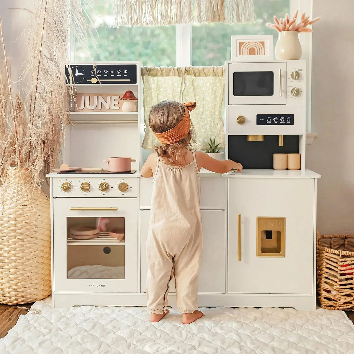 Tiny Land Iconic Wooden Play Kitchen – Cream, Ages 3+