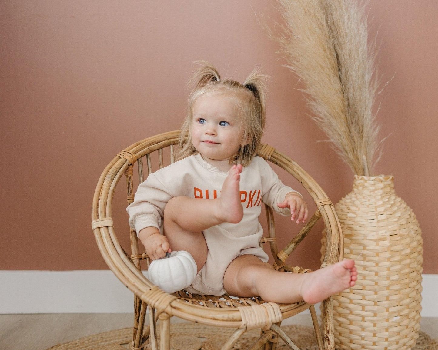 Pumpkin Organic Cotton Sweatshirt Romper by Little Joy Co., product view 3