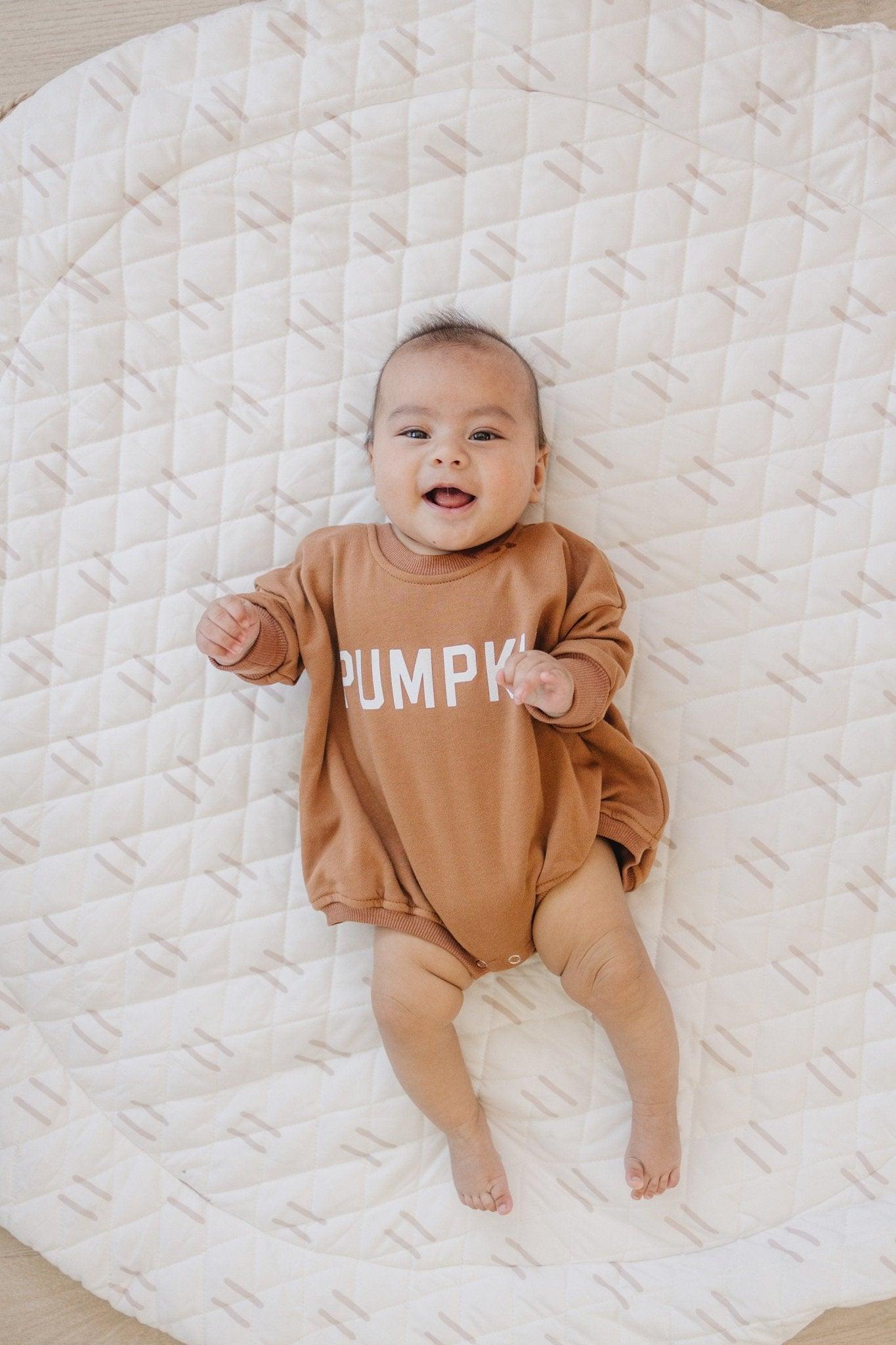 Pumpkin Sweatshirt or Sweatshirt Romper - Cream or Orange by Little Joy Co., product view 9