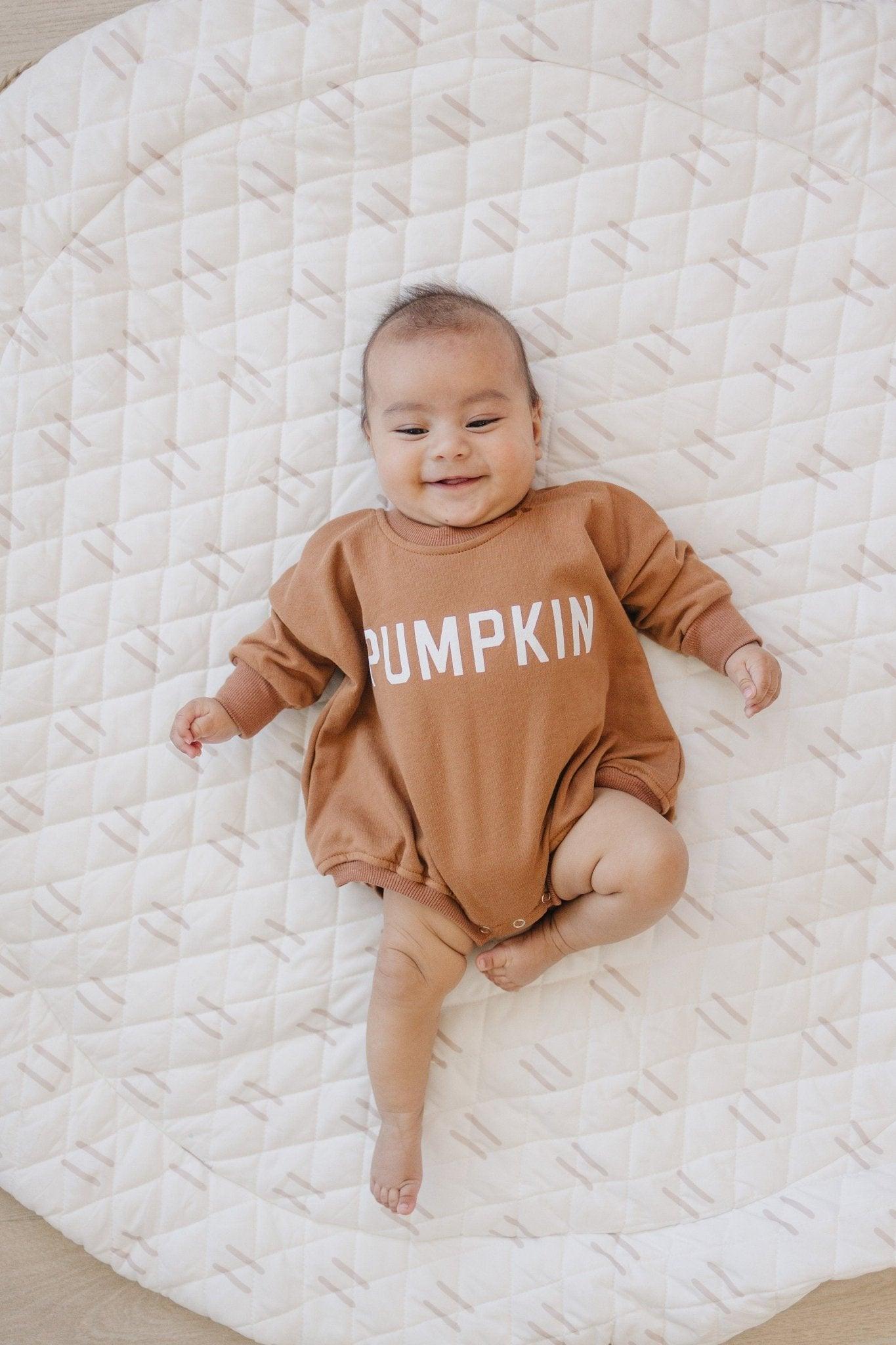 Pumpkin Sweatshirt or Sweatshirt Romper - Cream or Orange by Little Joy Co., product view 5