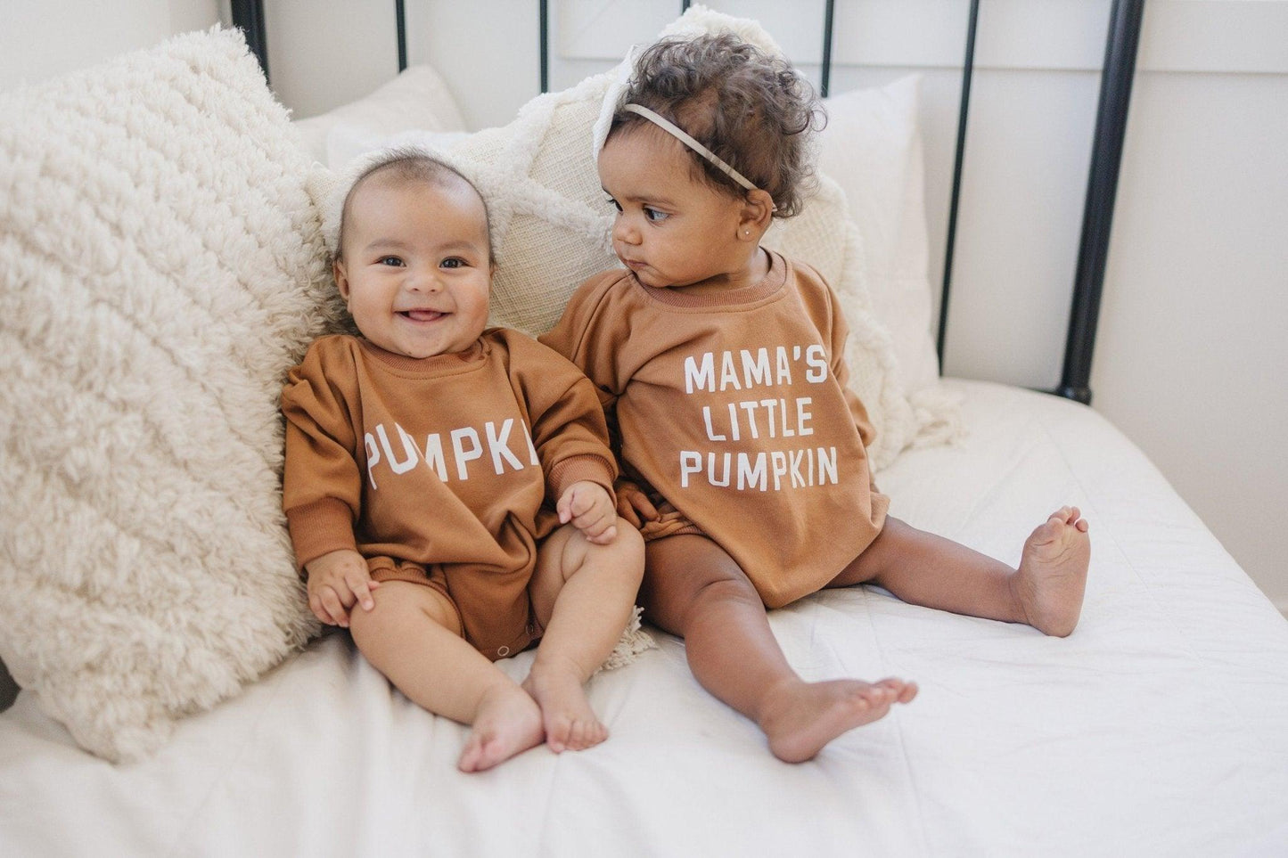 Pumpkin Sweatshirt or Sweatshirt Romper - Cream or Orange by Little Joy Co., product view 12