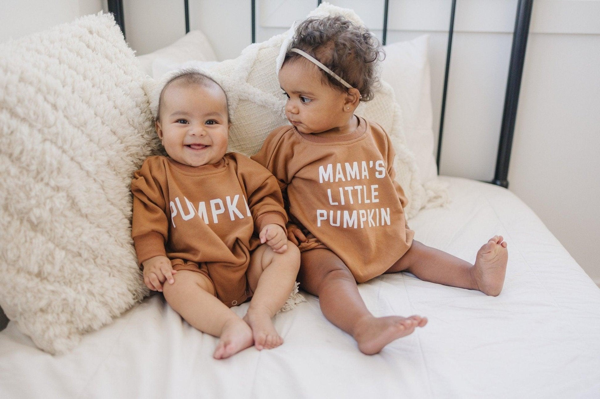 Pumpkin Sweatshirt or Sweatshirt Romper - Cream or Orange by Little Joy Co., product view 12