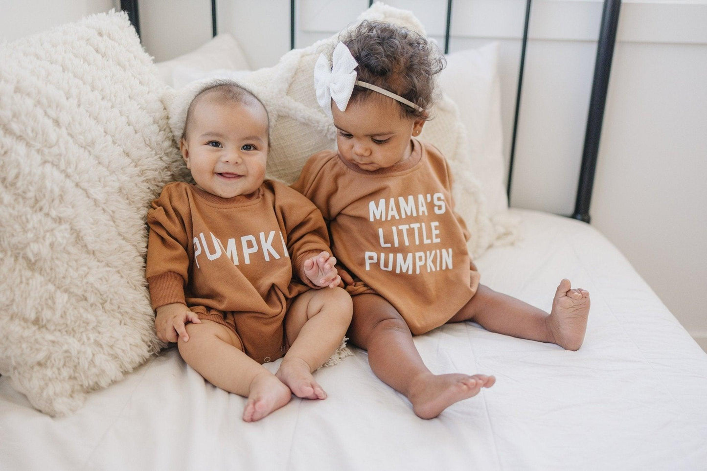 Pumpkin Sweatshirt or Sweatshirt Romper - Cream or Orange by Little Joy Co., product view 11