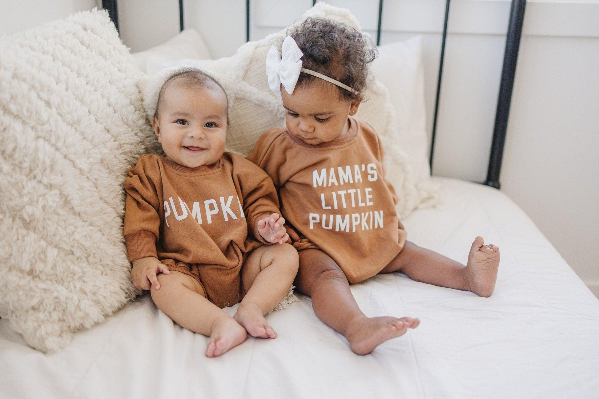 Pumpkin Sweatshirt or Sweatshirt Romper - Cream or Orange by Little Joy Co., product view 11