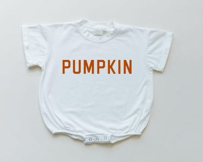 Pumpkin T-Shirt Bubble Romper - White or Orange by Little Joy Co., product view 3