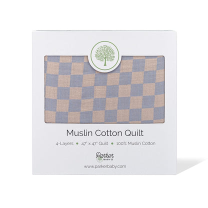 Stormy Blue Checker Quilt by Parker Baby Co., product view 4