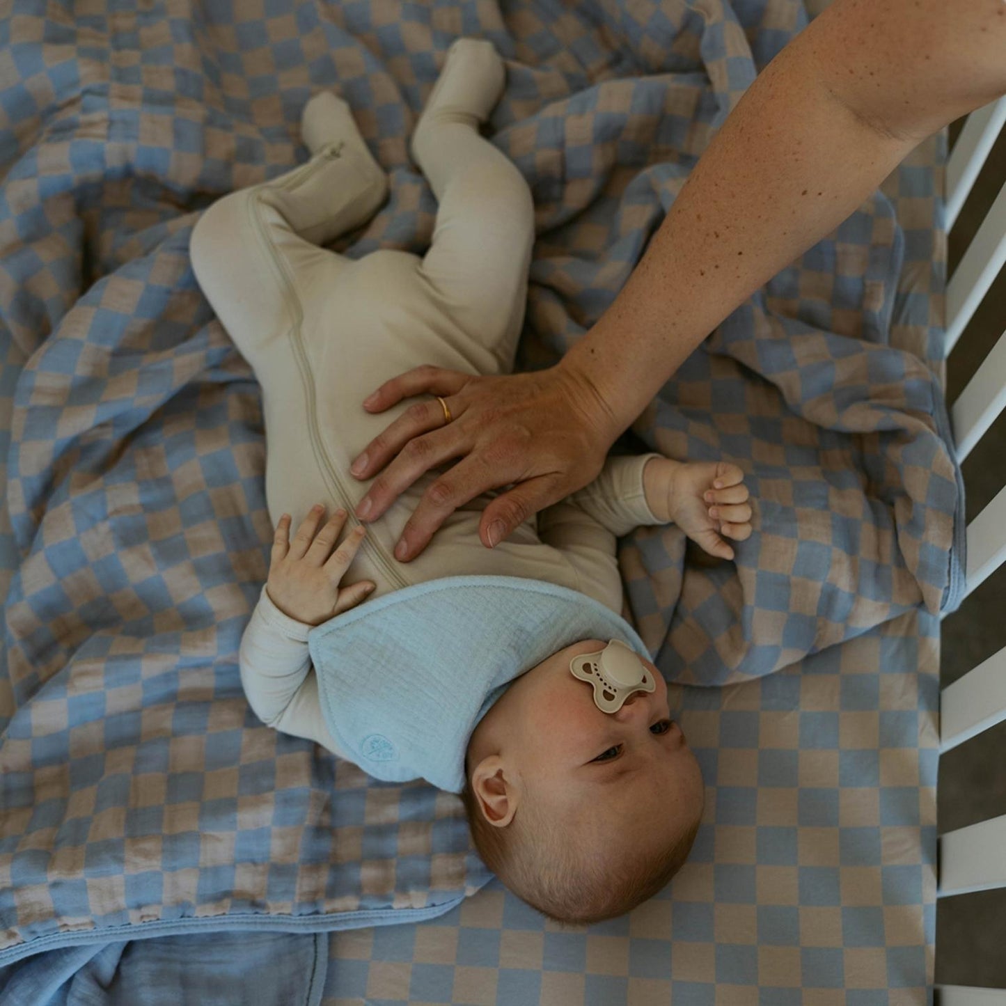 Stormy Blue Checker Quilt by Parker Baby Co., product view 6