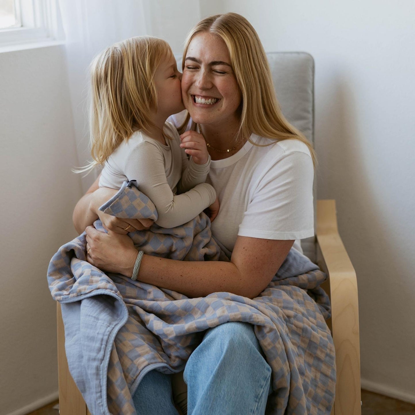 Stormy Blue Checker Quilt by Parker Baby Co., product view 2