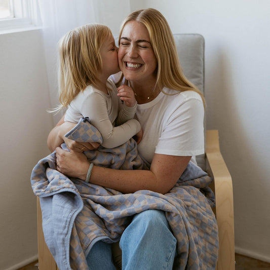 Stormy Blue Checker Quilt by Parker Baby Co., product view 2