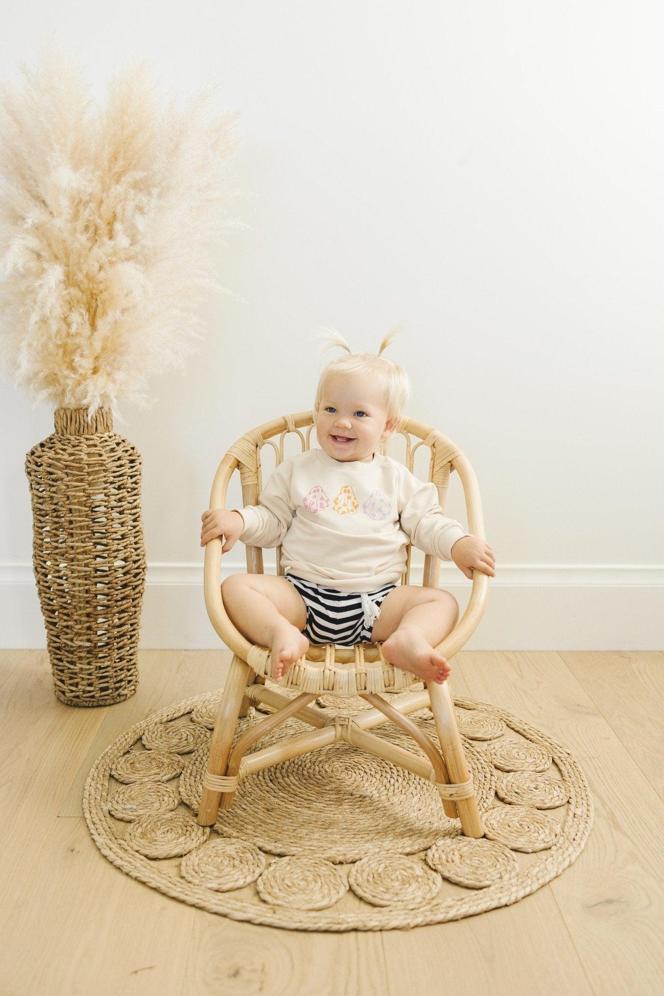 Retro Daisy Ghosts Organic Cotton Crewneck by Little Joy Co., product view 3