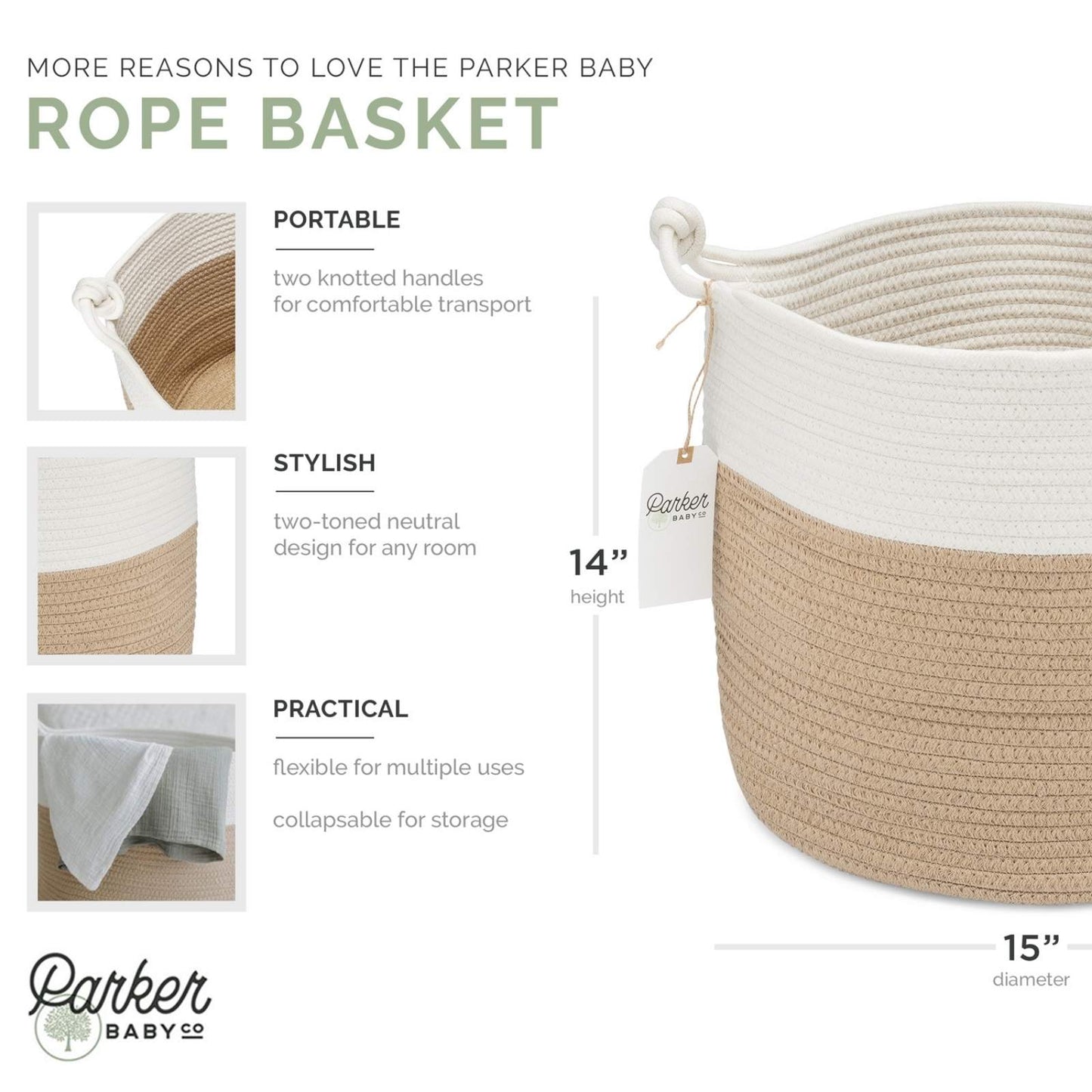 Rope Storage Basket by Parker Baby Co., product view 3