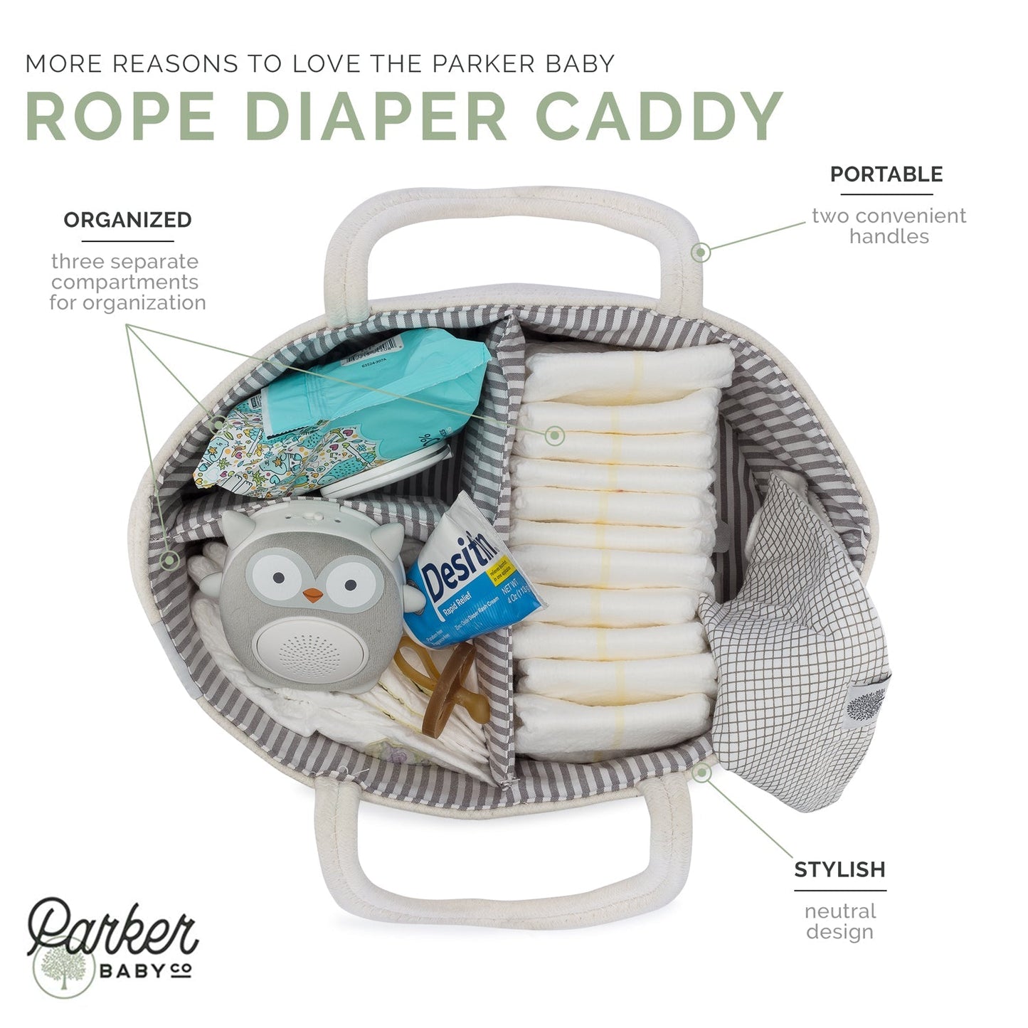 Rope Diaper Caddy by Parker Baby Co., product view 13