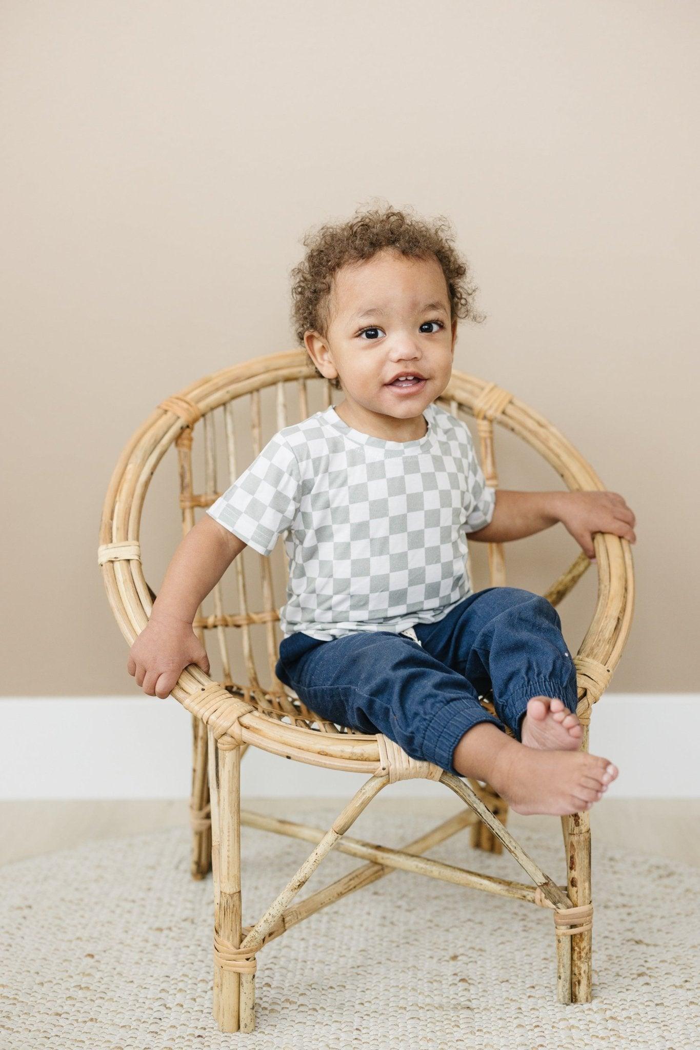 Sage Checkered Bamboo Tee *Sizes 3/6m & Sz 6 Left by Little Joy Co., product view 8