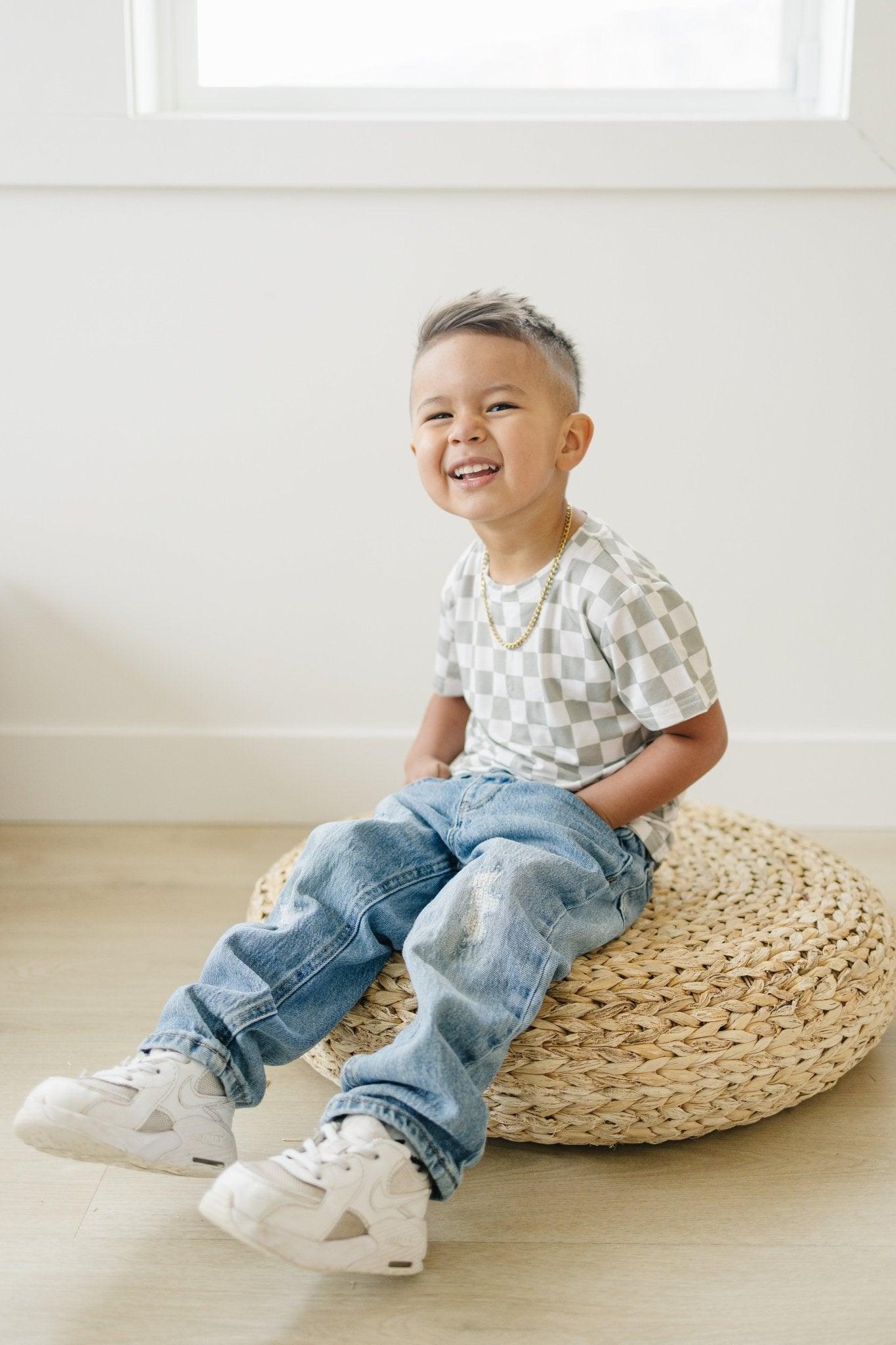 Sage Checkered Bamboo Tee *Sizes 3/6m & Sz 6 Left by Little Joy Co., product view 6