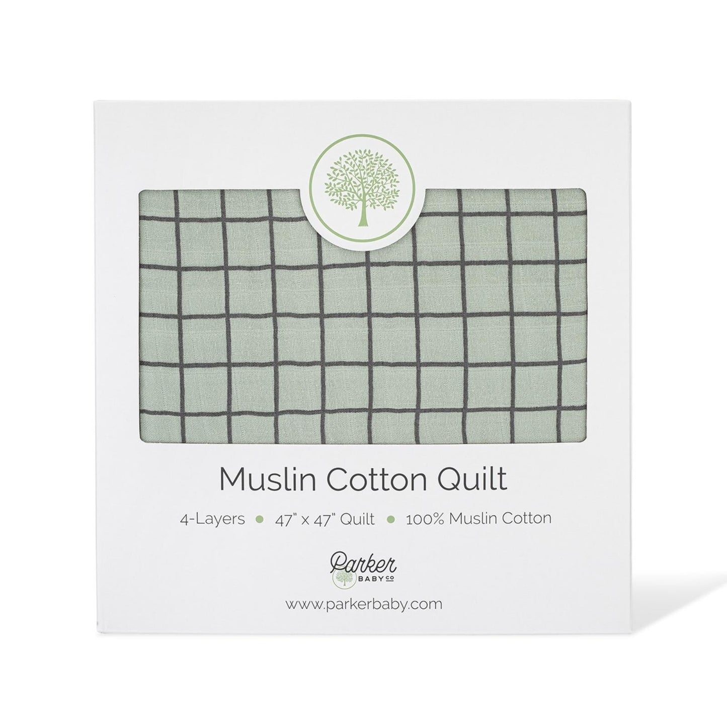 Sage Windowpane Quilt by Parker Baby Co., product view 9