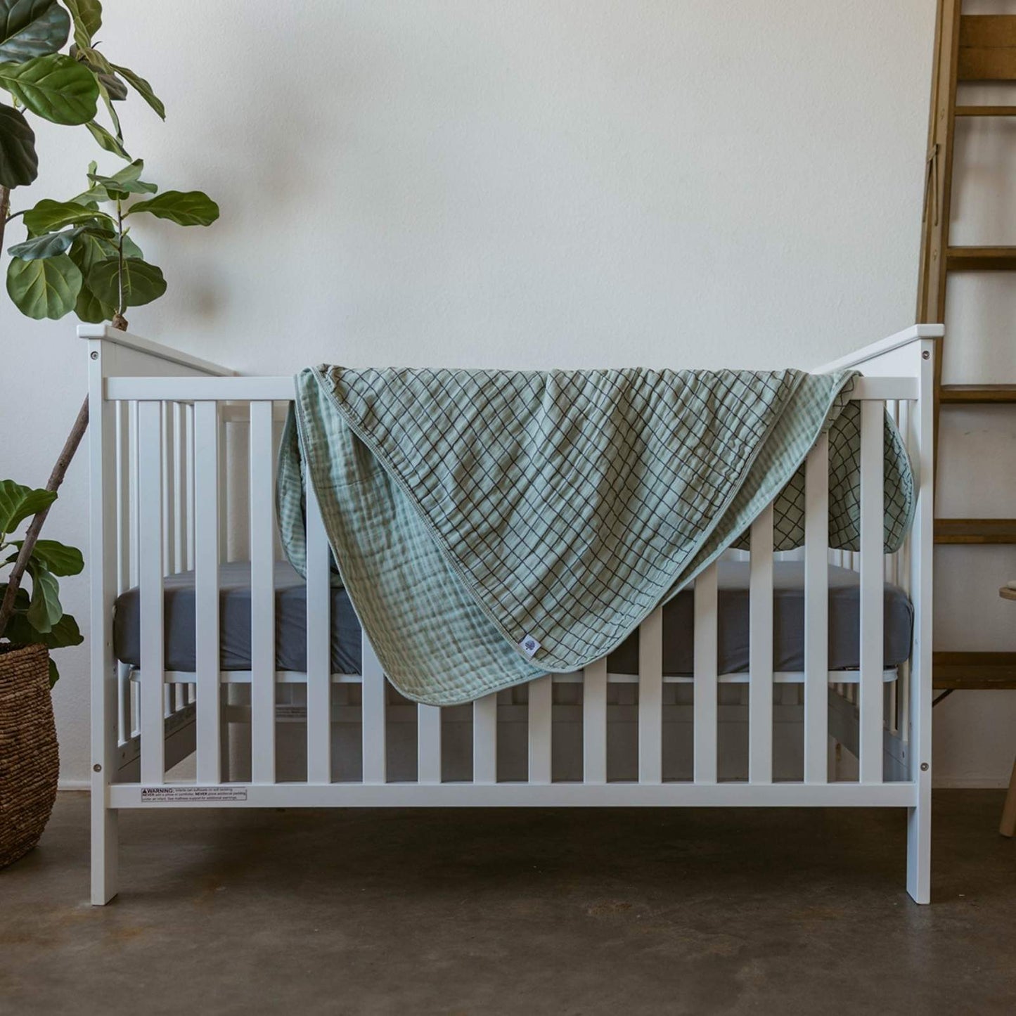 Sage Windowpane Quilt by Parker Baby Co., product view 4