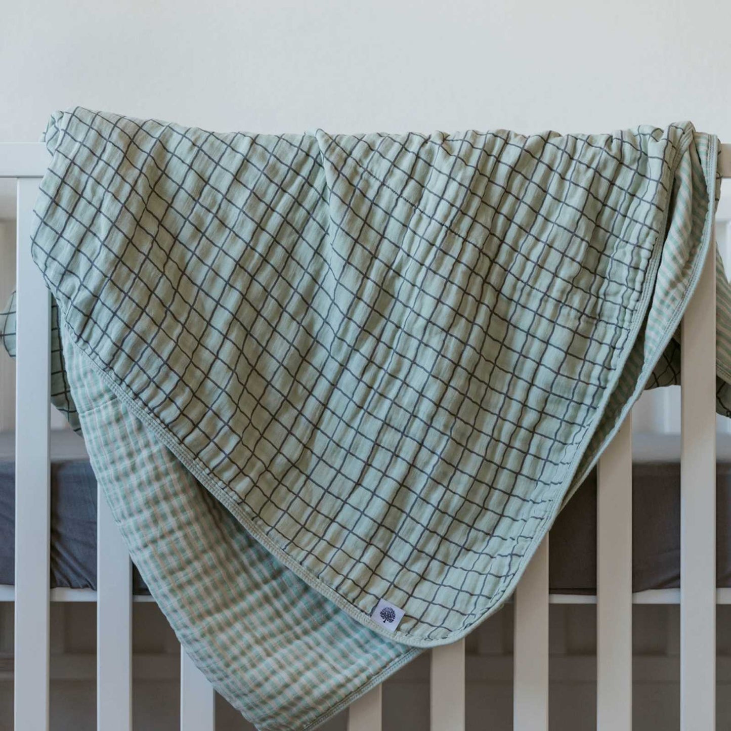 Sage Windowpane Quilt by Parker Baby Co., product view 2
