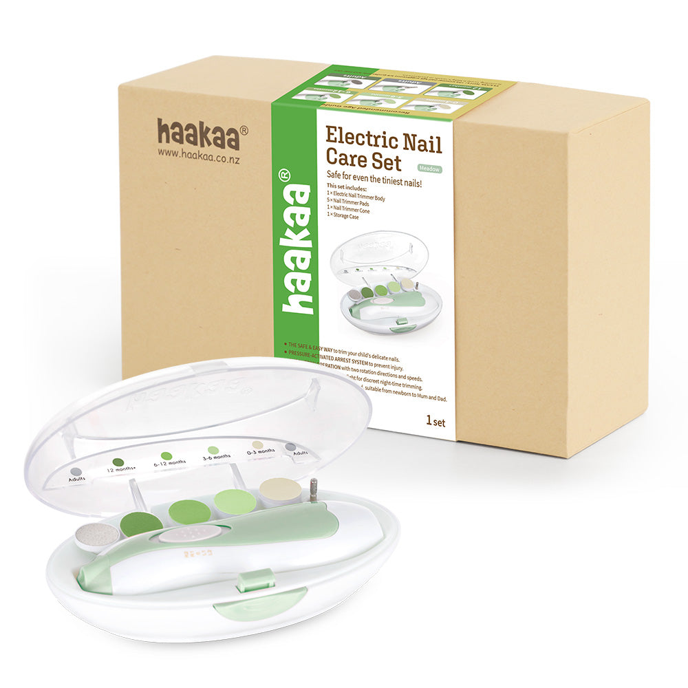 Haakaa Electric Baby Nail Care Set – Meadow, 6 Attachments