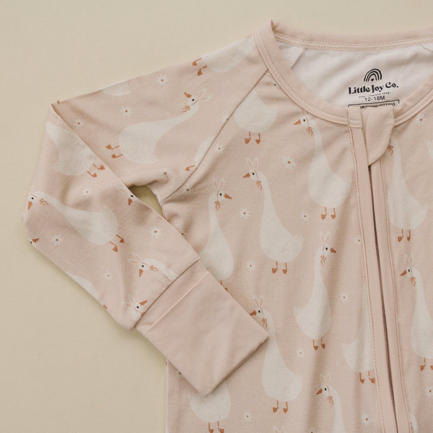 Silly Goose on the Loose Bamboo Zippy Romper by Little Joy Co., product view 3