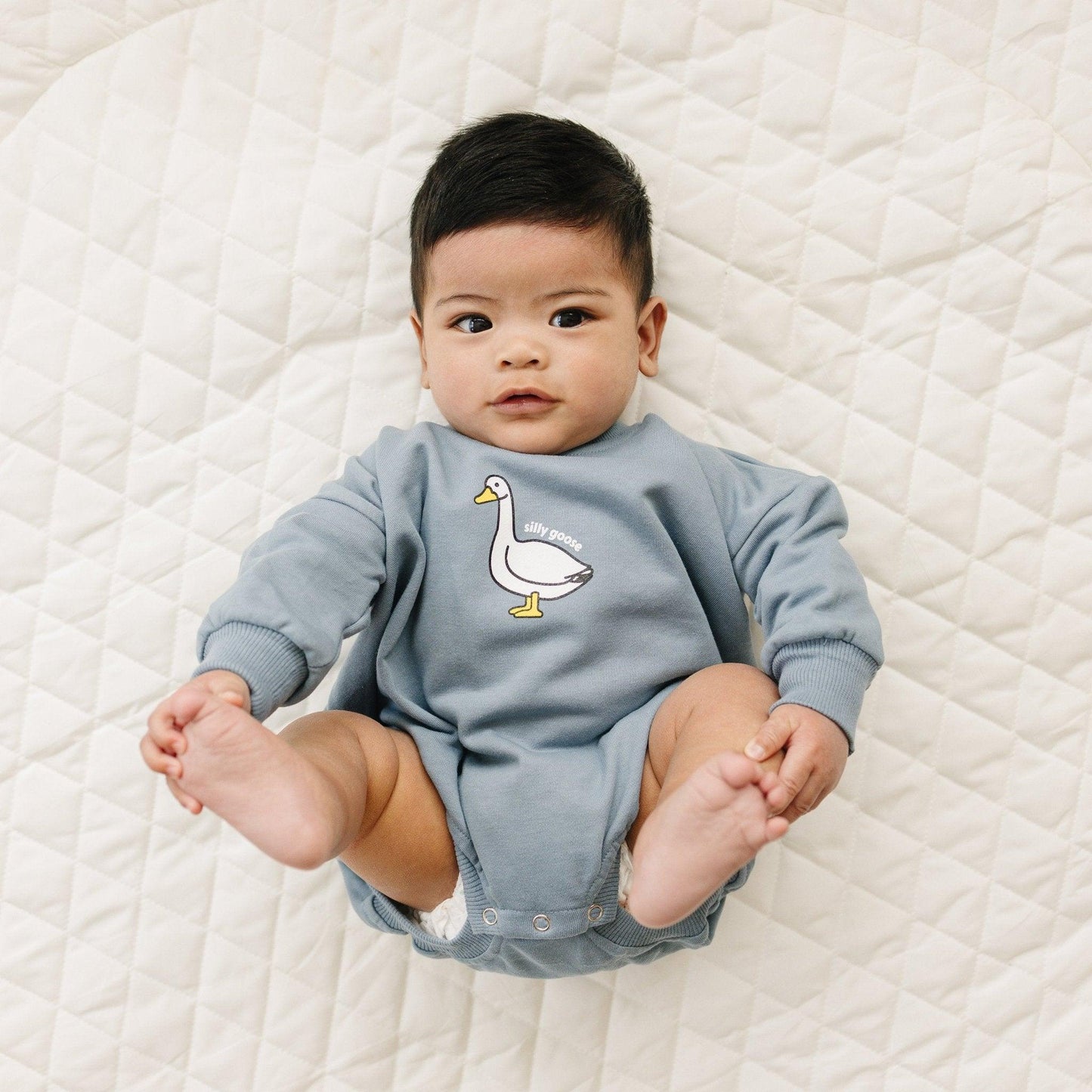 Silly Goose Sweatshirt Romper - more colors by Little Joy Co., product view 2