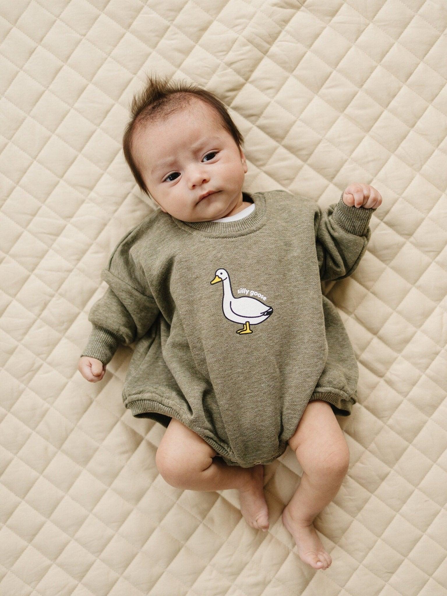 Silly Goose Sweatshirt Romper - more colors by Little Joy Co., product view 3