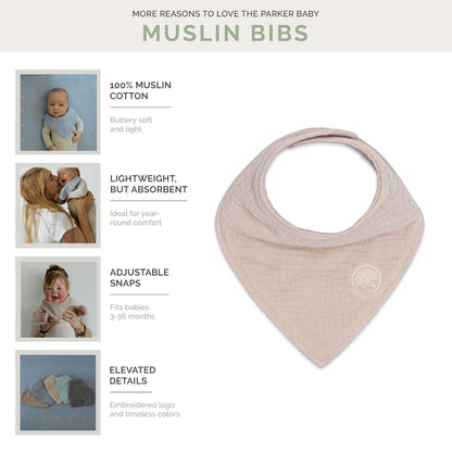 Stormy Muslin Bandana Bibs Set (4-Pack) by Parker Baby Co., product view 3