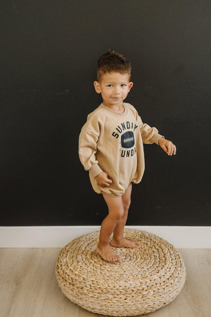 Sunday Funday Football Sweatshirt Romper - more colors by Little Joy Co., product view 3