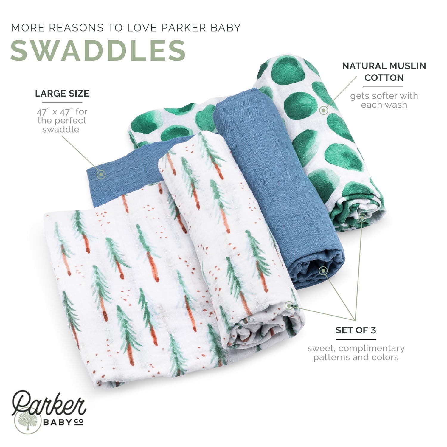 Timber Swaddle Set by Parker Baby Co., product view 3