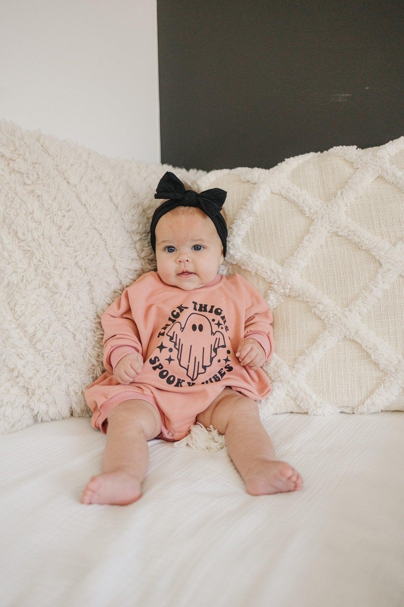 Thick Thighs Spooky Vibes Sweatshirt Romper by Little Joy Co., product view 4
